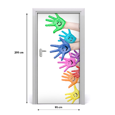 Naklejka samoprzylepna na drzwi Pomalowane dłonie