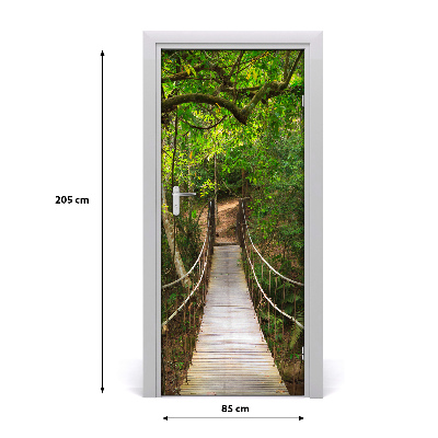 Naklejka fototapeta na drzwi Most wiszący w lesie