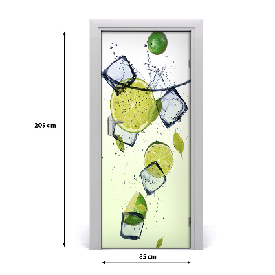 Naklejka na drzwi samoprzylepna Limonki i lód