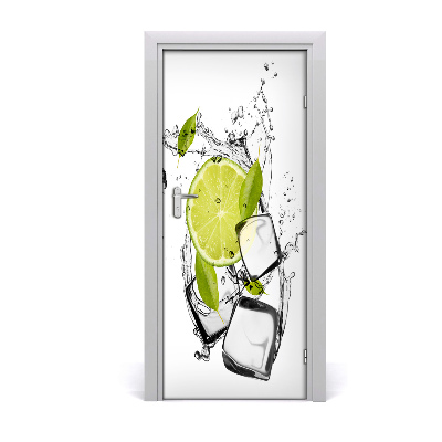 Naklejka na drzwi samoprzylepna Limonka i lód