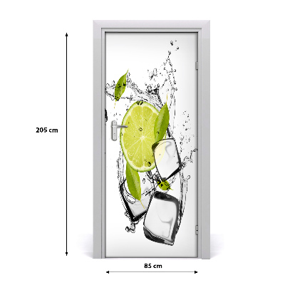 Naklejka na drzwi samoprzylepna Limonka i lód