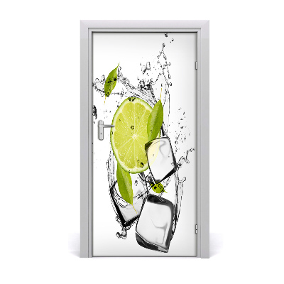Naklejka na drzwi samoprzylepna Limonka i lód