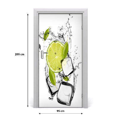 Naklejka na drzwi samoprzylepna Limonka i lód