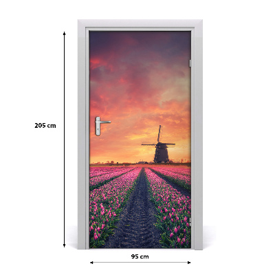 Fototapeta samoprzylepna DRZWI pole tulipanów