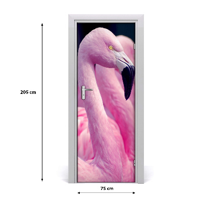 Naklejka samoprzylepna na drzwi Flamingi