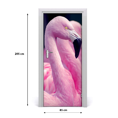 Naklejka samoprzylepna na drzwi Flamingi