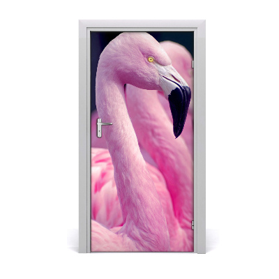Naklejka samoprzylepna na drzwi Flamingi