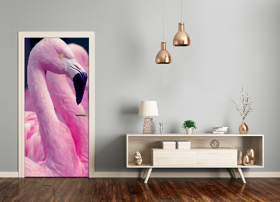 Naklejka samoprzylepna na drzwi Flamingi