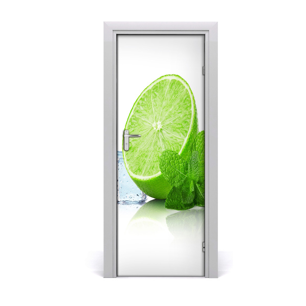 Naklejka na drzwi samoprzylepna Limonka i lód