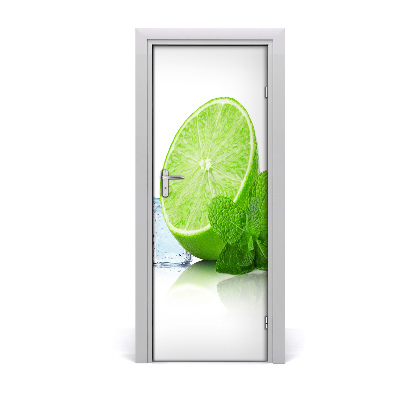 Naklejka na drzwi samoprzylepna Limonka i lód