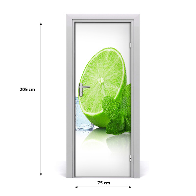 Naklejka na drzwi samoprzylepna Limonka i lód