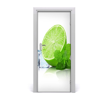 Naklejka na drzwi samoprzylepna Limonka i lód