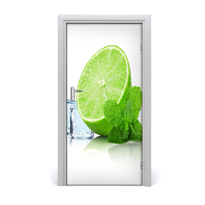 Naklejka na drzwi samoprzylepna Limonka i lód