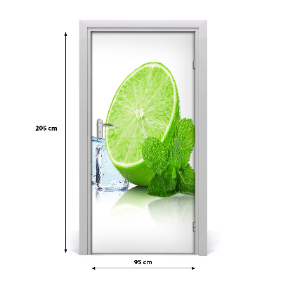 Naklejka na drzwi samoprzylepna Limonka i lód