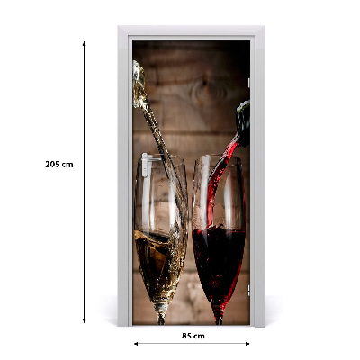 Naklejka na drzwi samoprzylepna Wino w kieliszkach