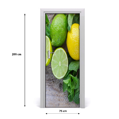 Naklejka na drzwi samoprzylepna Limonki i cytryna
