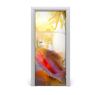 Naklejka fototapeta na drzwi Muszla na plaży
