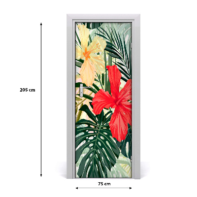 Okleina samoprzylepna na drzwi Hawajskie kwiaty