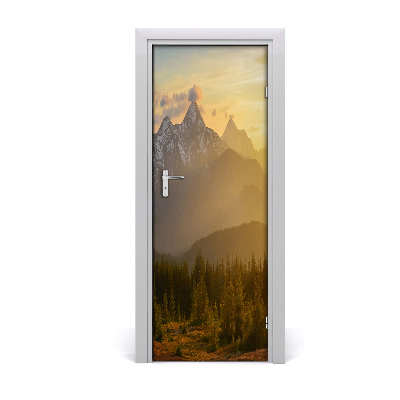 Naklejka fototapeta na drzwi Zachód słońca góry