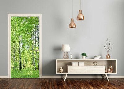 Naklejka fototapeta na drzwi Las brzozowy
