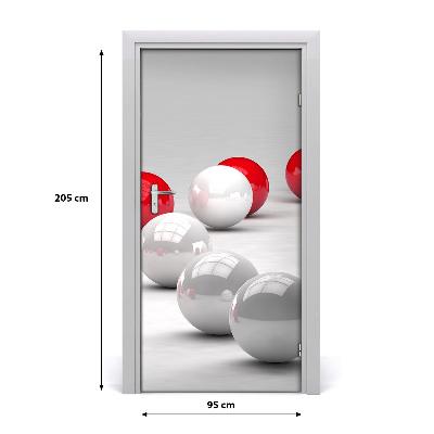 Naklejka samoprzylepna na drzwi Czerwono-białe kule