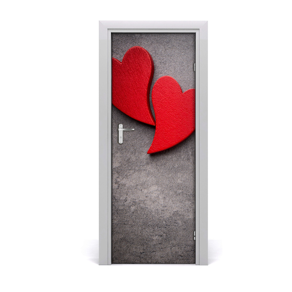 Naklejka fototapeta na drzwi Czerwone serca