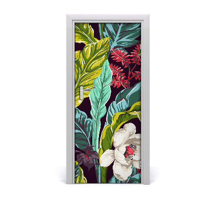 Okleina samoprzylepna na drzwi Tropikalne kwiaty