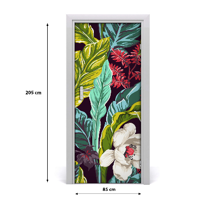 Okleina samoprzylepna na drzwi Tropikalne kwiaty