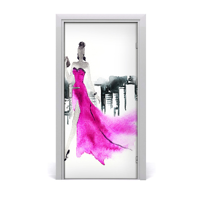 Naklejka samoprzylepna na drzwi Ilustracja mody