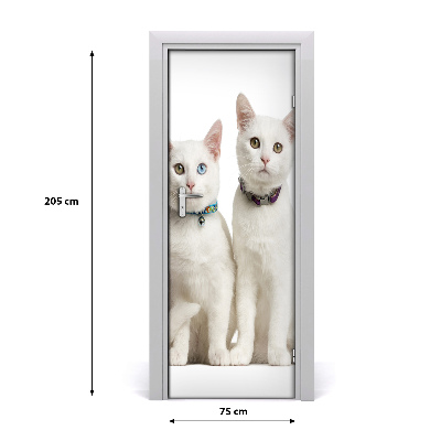 Naklejka samoprzylepna na drzwi Dwa białe koty