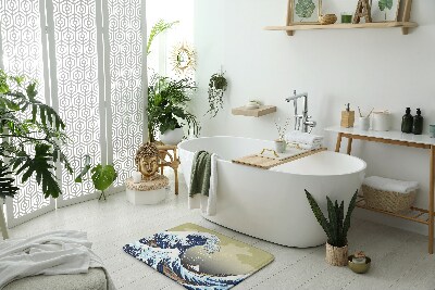 Antypoślizgowy dywanik łazienkowy Kanagawa Wielka fala