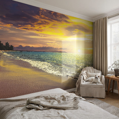 Tapeta fotograficzna fizelinowa z motywem plaży o zachodzie słońca