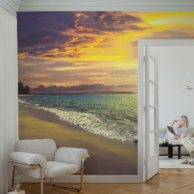 Tapeta fotograficzna fizelinowa z motywem plaży o zachodzie słońca