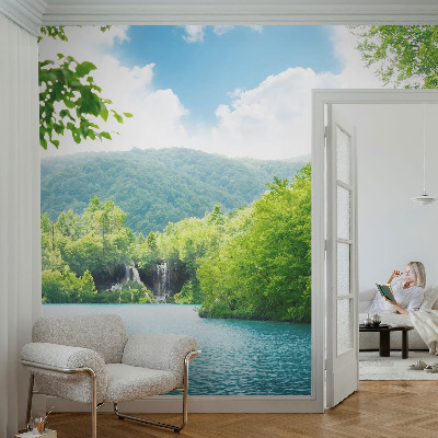 Dekoracyjna fototapeta na ścianę z motywem naturalnego wodospadu