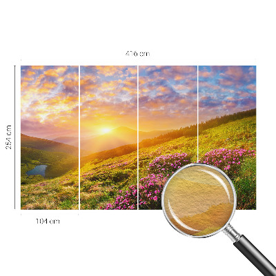 Nowoczesna fototapeta do salonu z motywem górskiego zachodu