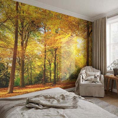 Fototapeta fizelinowa z nadrukiem z motywem złotych liści