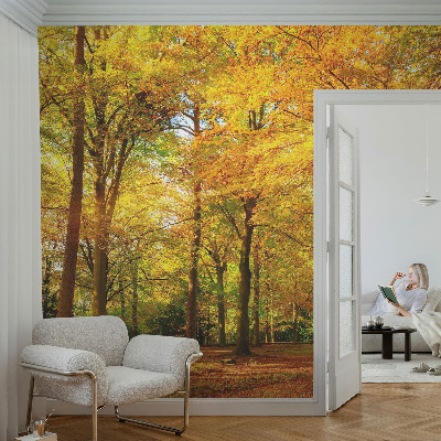 Fototapeta fizelinowa z nadrukiem z motywem złotych liści