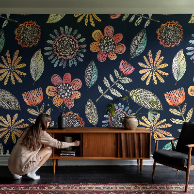 Nowoczesna fototapeta do salonu Kwiatowa mozaika