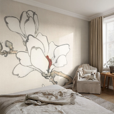 Dekoracyjna fototapeta na ścianę z subtelnym motywem delikatnych magnolii