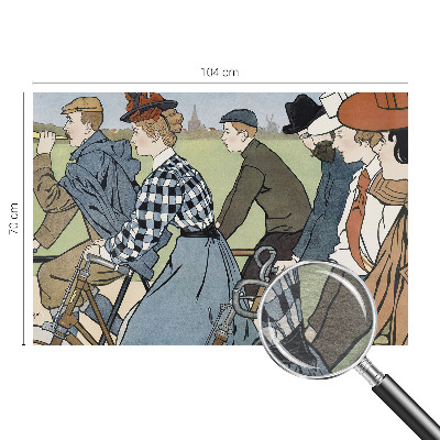 Nowoczesna fototapeta do salonu z motywem rowerzystów w stylu vintage