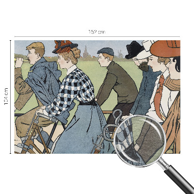 Nowoczesna fototapeta do salonu z motywem rowerzystów w stylu vintage