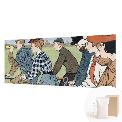 Nowoczesna fototapeta do salonu z motywem rowerzystów w stylu vintage