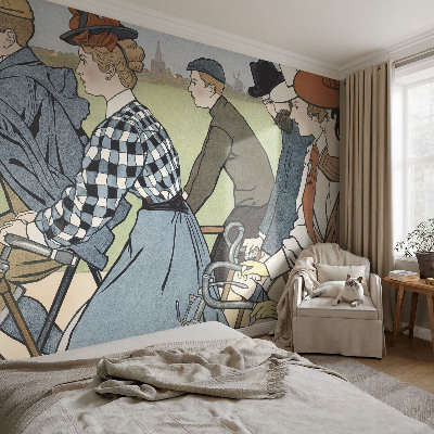 Nowoczesna fototapeta do salonu Rowerzyści vintage