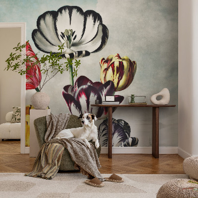Tapeta fotograficzna fizelinowa z kolorowym motywem tulipanów