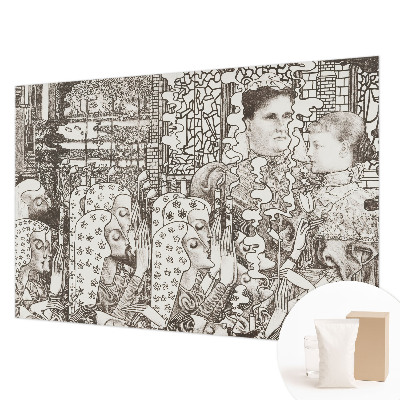 Nowoczesna fototapeta do salonu z motywem kwiatowych portretów