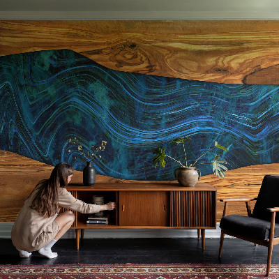 Tapeta fotograficzna fizelinowa Niebieskie drewno