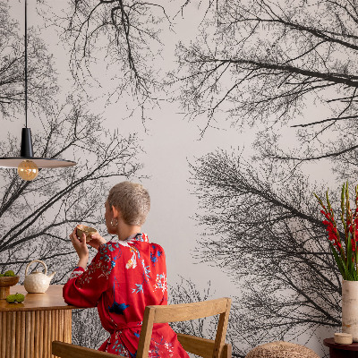 Nowoczesna fototapeta do salonu z motywem nagich gałęzi