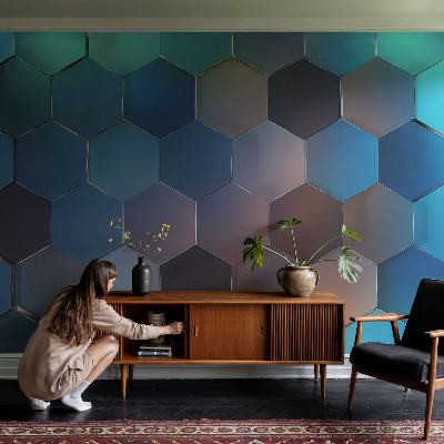 Fototapeta fizelinowa do sypialni Niebieskie heksagony