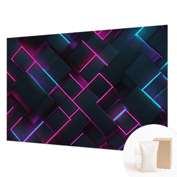 Nowoczesna fototapeta do salonu z motywem neonowej geometrii
