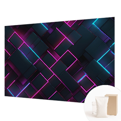 Nowoczesna fototapeta do salonu z motywem neonowej geometrii